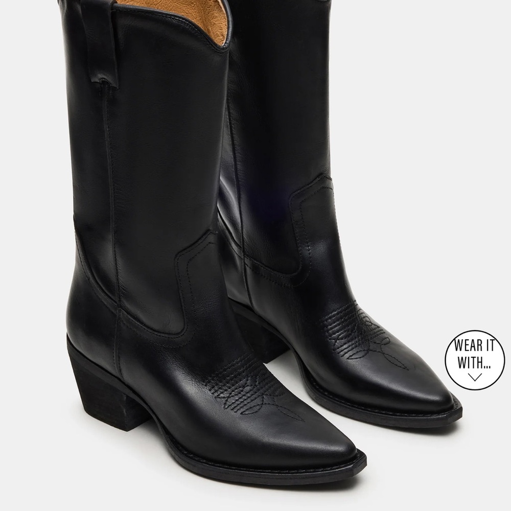 Steve Madden Albany Black Leather Boots